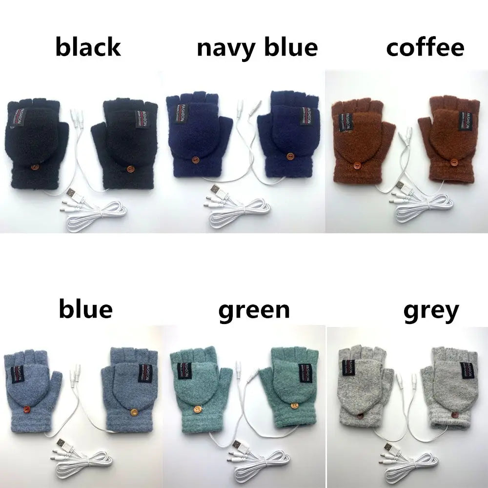 gants chauffants hiver extérieur couleur Pure complet et demi doigt mitaine