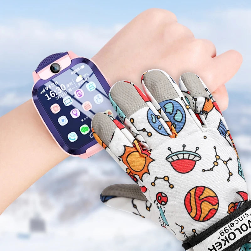 Gants de Ski pour enfants, imperméables, compatibles avec écran tactile, gants d'extérieur pour enfants d'hiver, coupe-vent et chauds