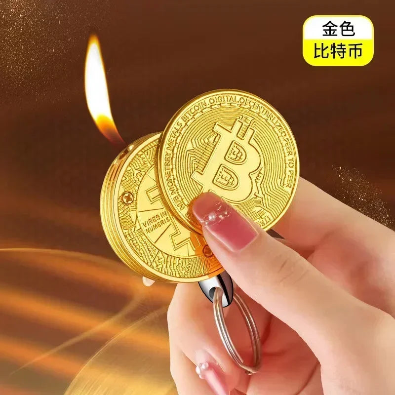 Creative Fun Bitcoin Butane Gas Lighter Stocini Portable Lighters Smoking Men's Gift
