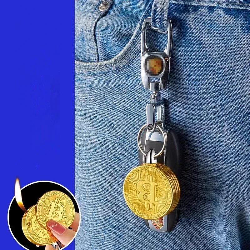 Creative Fun Bitcoin Butane Gas Lighter Stocini Portable Lighters Smoking Men's Gift