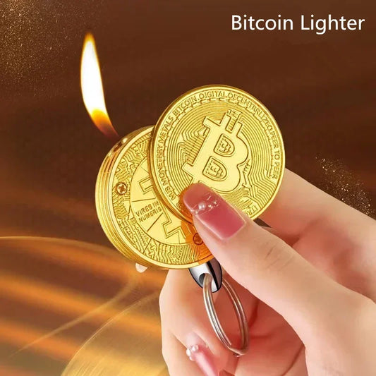 Creative Fun Bitcoin Butane Gas Lighter Stocini Portable Lighters Smoking Men's Gift
