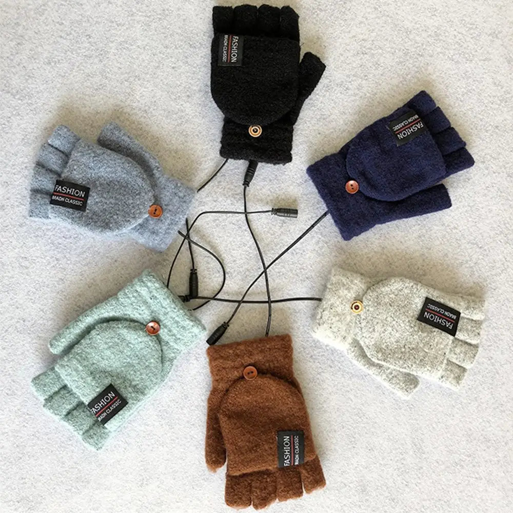 gants chauffants hiver extérieur couleur Pure complet et demi doigt mitaine