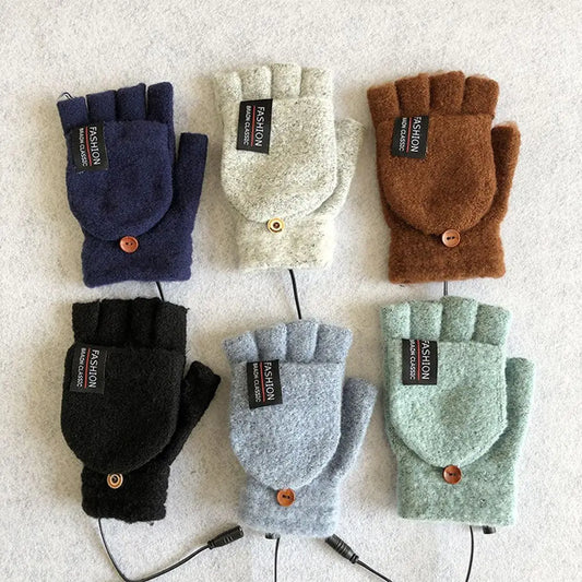 gants chauffants hiver extérieur couleur Pure complet et demi doigt mitaine