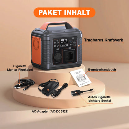 SBAOH Portable Power Station, 296Wh, 300W, AC Outlet, DC Ports, LED Flashlight, Solar Generator, Power Bank, Travel, Camping, RV