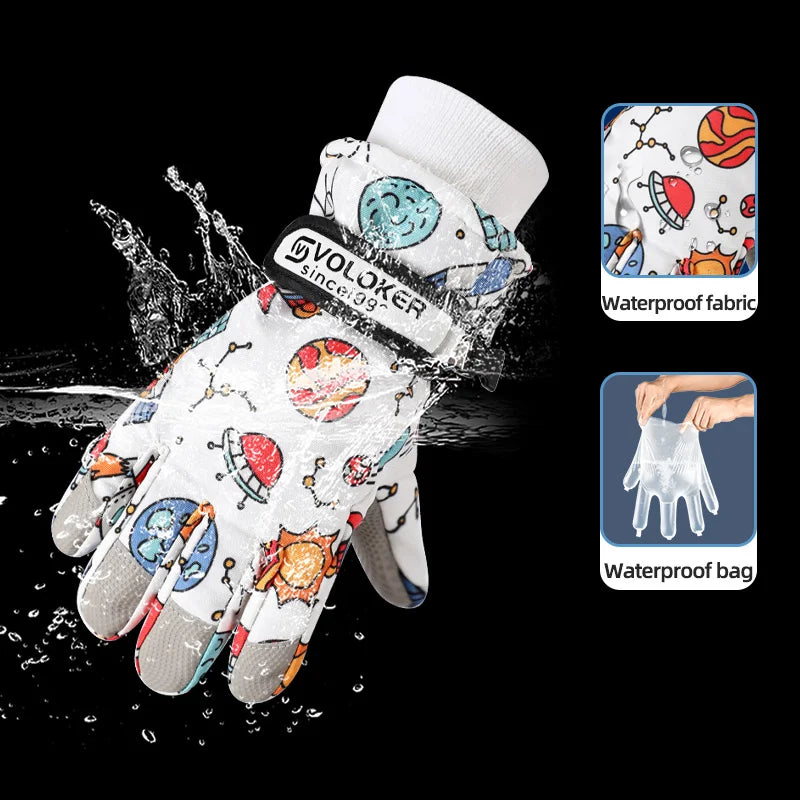 Gants de Ski pour enfants, imperméables, compatibles avec écran tactile, gants d'extérieur pour enfants d'hiver, coupe-vent et chauds