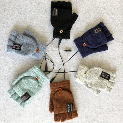 gants chauffants hiver extérieur couleur Pure complet et demi doigt mitaine